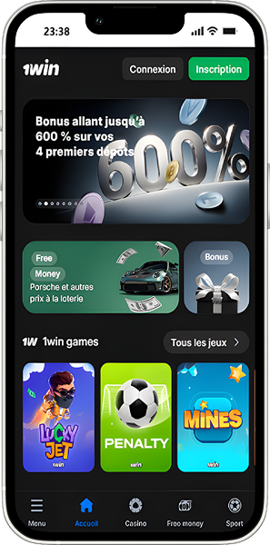 Screenshot der 1win Website mit Spielauswahl und Promotions